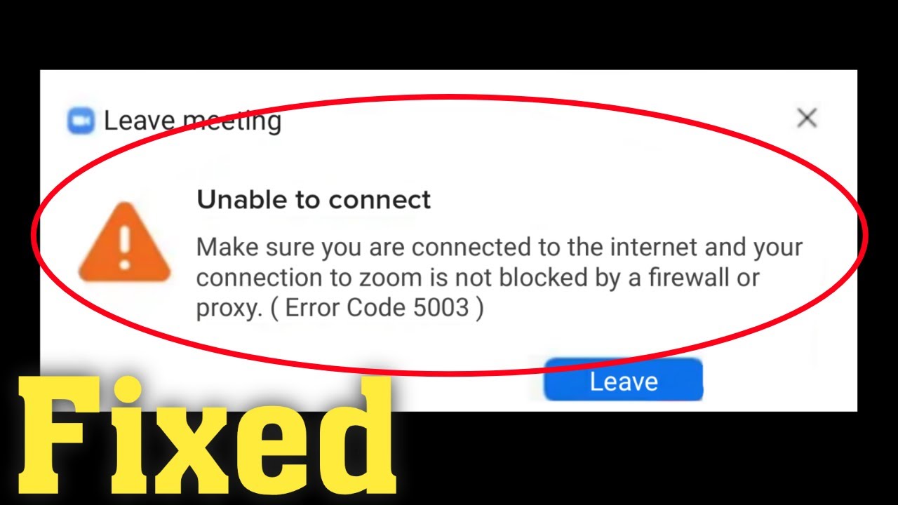 ZOOM - Error Code 5003 - Unable To Connect Make Sure You Are Connected To The Internet -Android &Ios
