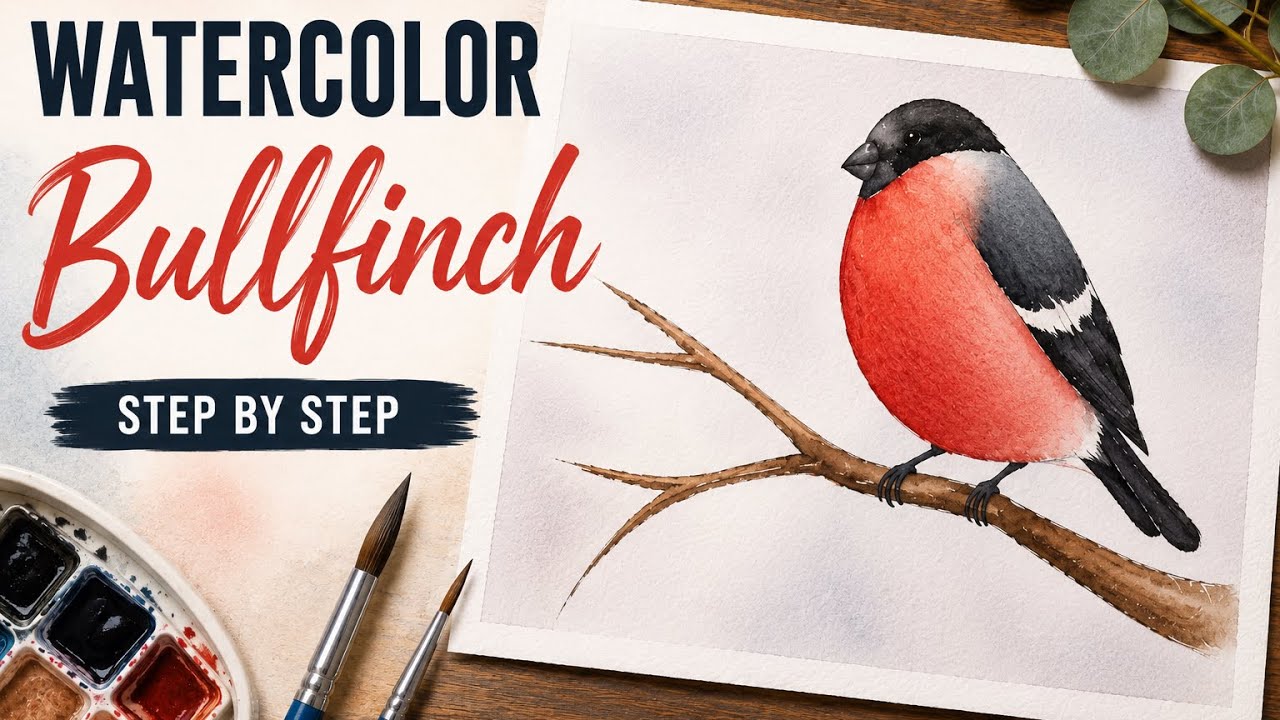 How to Paint a Bullfinch (Easy Tutorial)