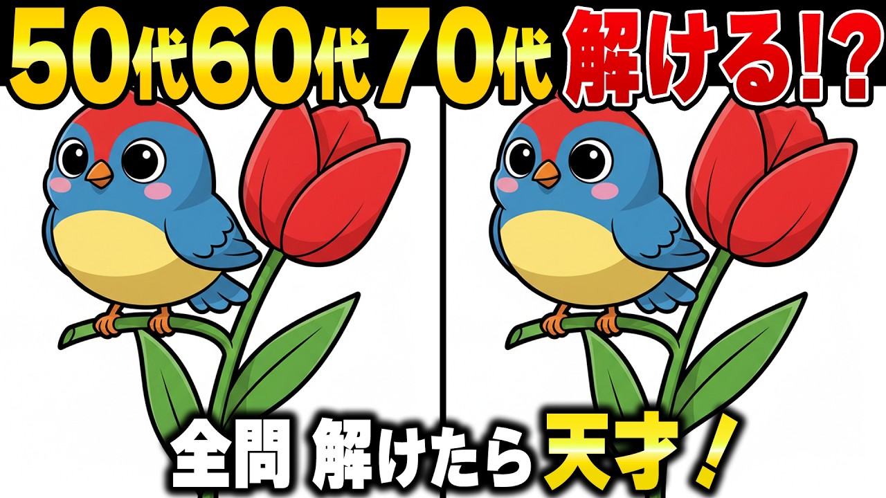 老後50歳から脳が弱る！？60代70代の脳を活性化する頭の体操シニアの間違い探し【認知症予防/アハ体験】