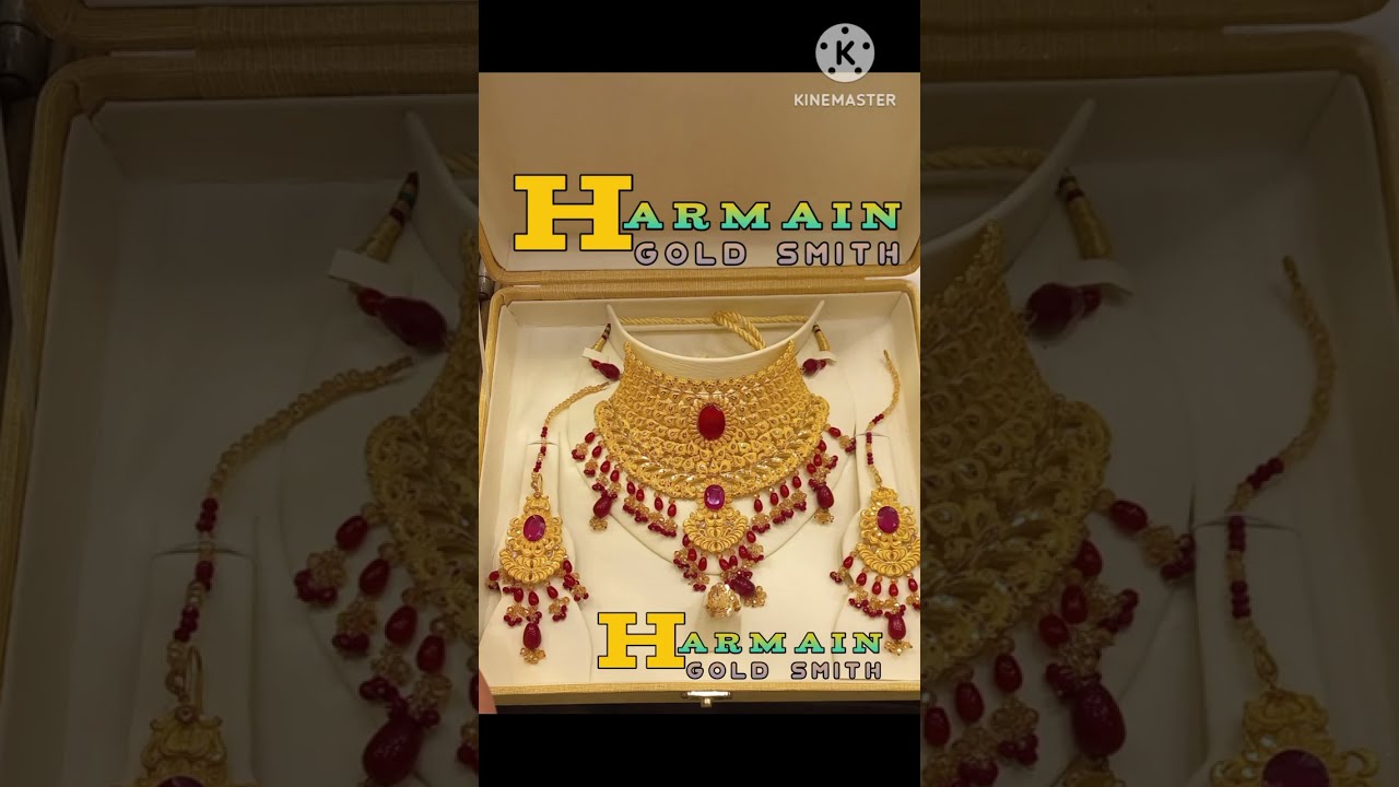 Hallmark gold necklace set. Beautifull gold Kalar set new dezine for gold.