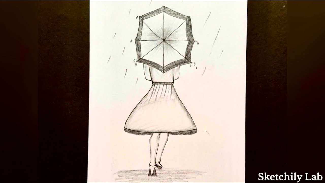 How to draw a girl with umbrella step by step | Easy drawing for all step by step | pencil drawing
