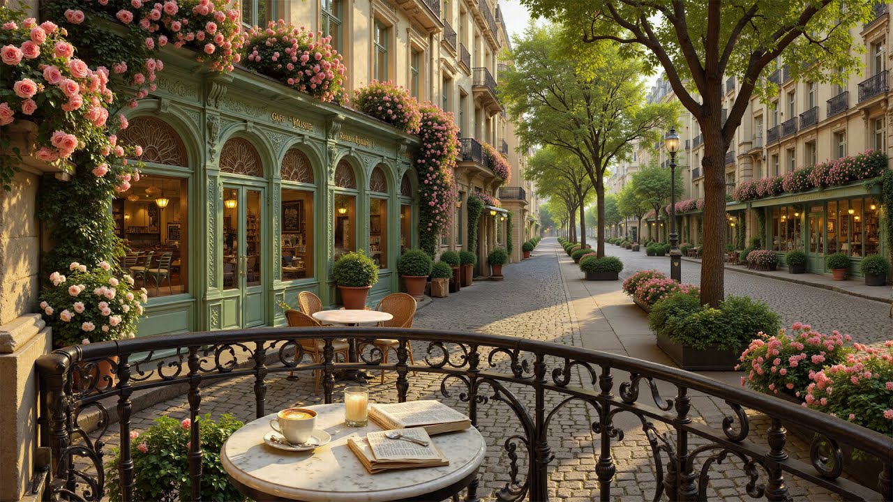 Flower-Filled Paris Café Jazz🌸 Smooth Jazz and Spring Ambience for Morning Coffee & Positive Mood