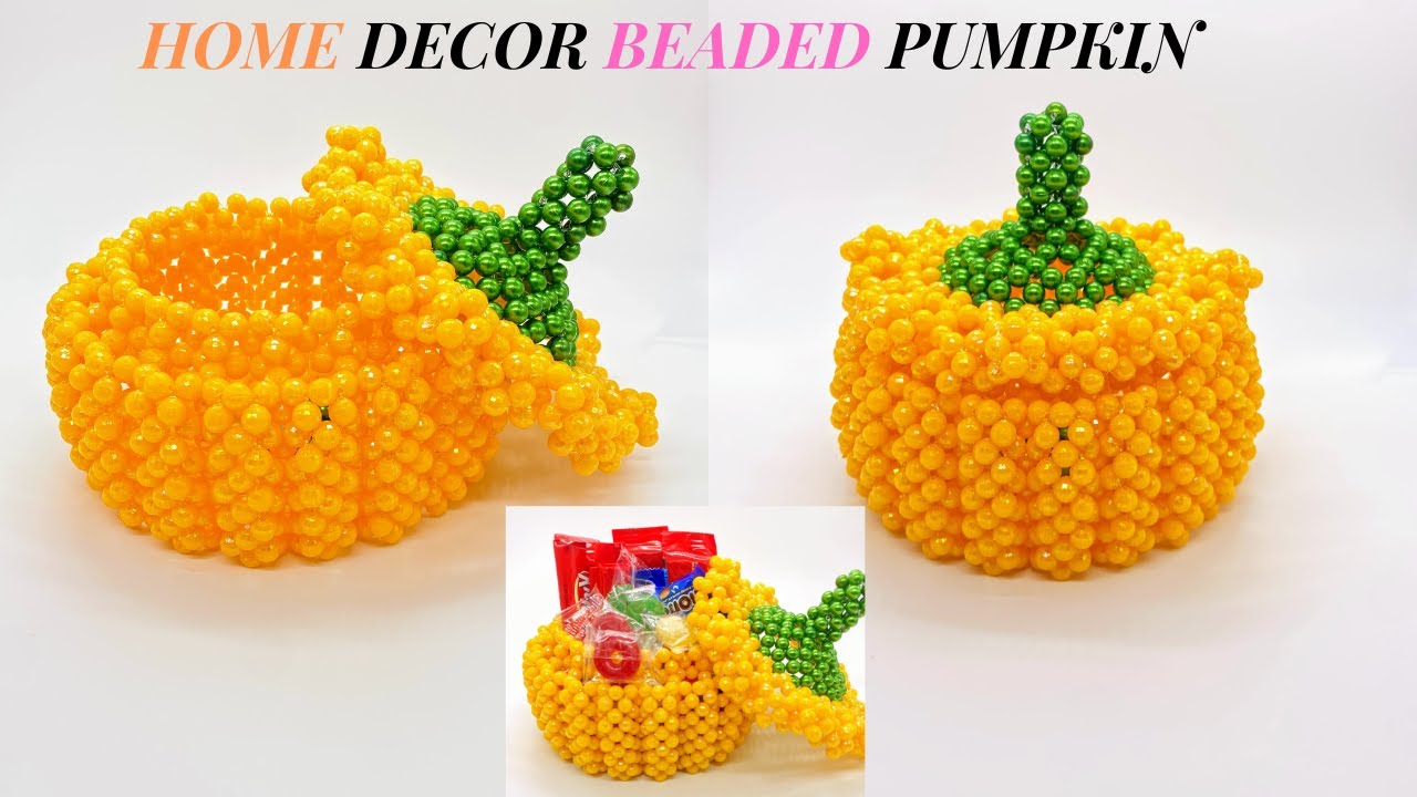 HOW TO MAKE HOME DECORE BEADED PUMPKIN (TUTORIAL-EASY FALL CRAFT/FALL DECORATION/ 3D BEADED PUMPKIN