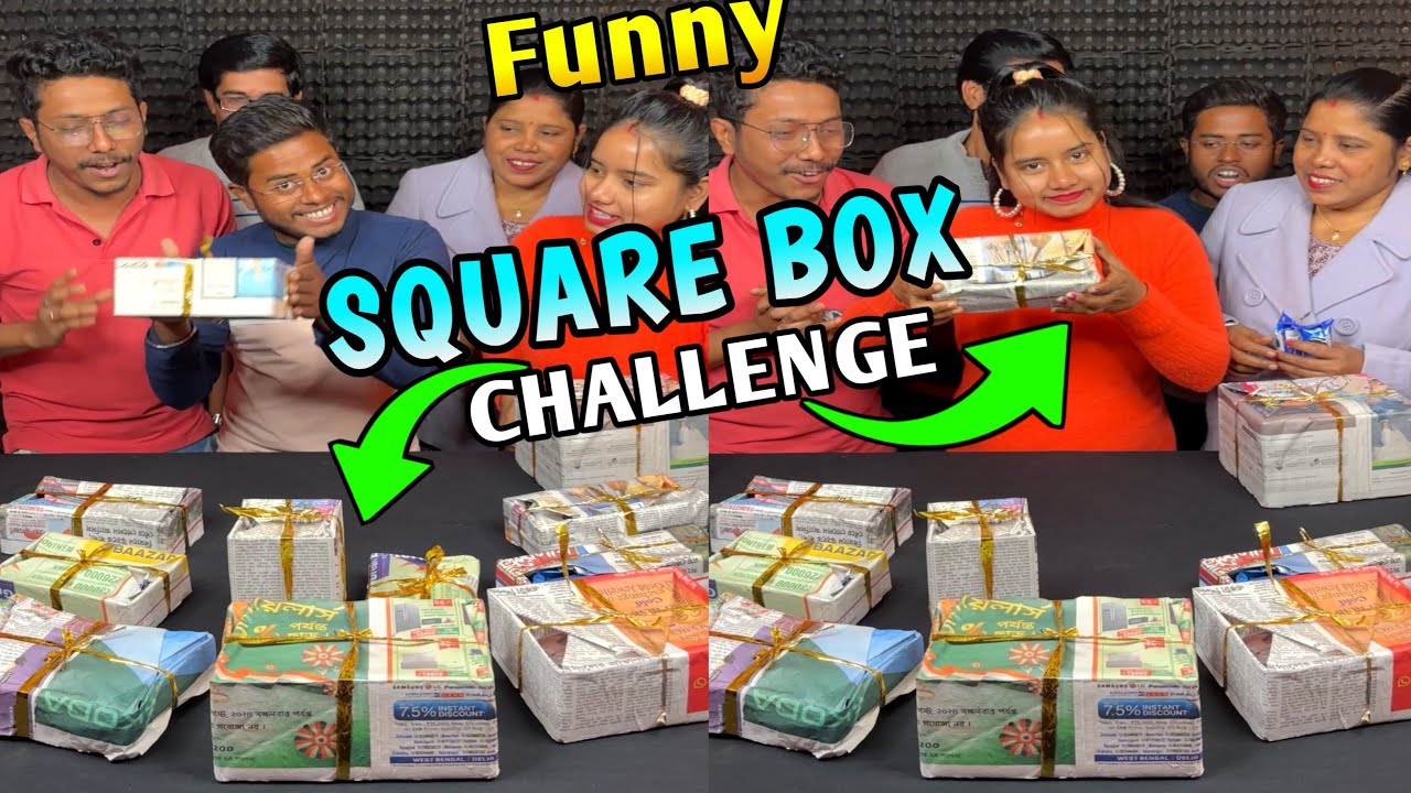 Surprise Square Box Grip By Hand Funny Challenge With Family