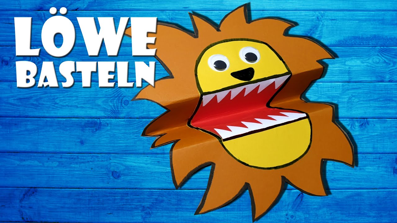 🦁 Löwe Handpuppe aus Papier selber basteln - paper lion hand puppet DIY craft [4K]