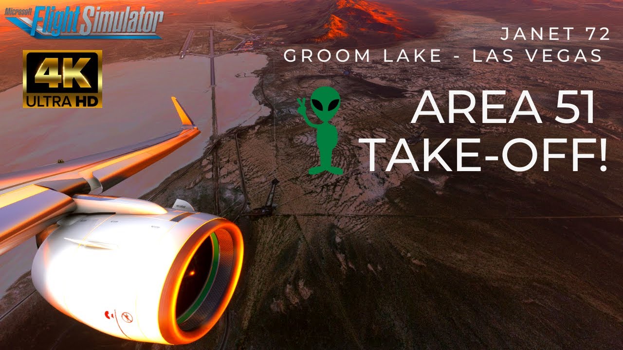 Microsoft Flight Simulator 2020 Area 51 Take-Off Janet Airlines 4K Wing View Ultra HD Graphics