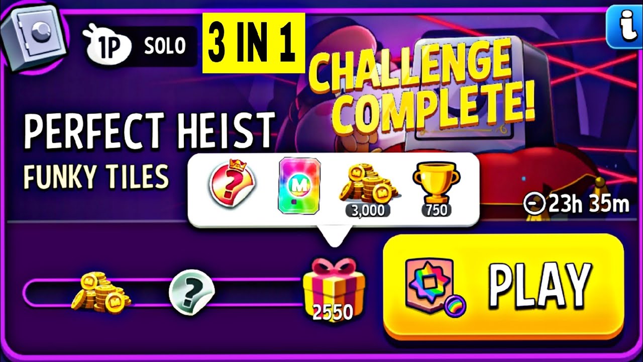 funky tiles rainbow very easy challenge | 3 IN 1 | match masters | perfect heist funky tiles