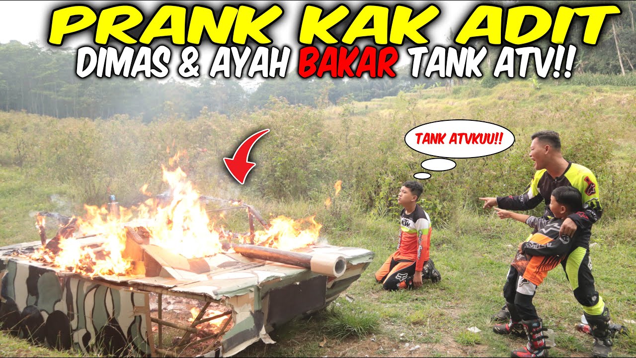 BAKAR ATV!! PRANK KAK ADIT BAKAR ATV NYA SAMA TANK DI SIRKUIT, GIMANA EXSPRESI KAK ADIT?