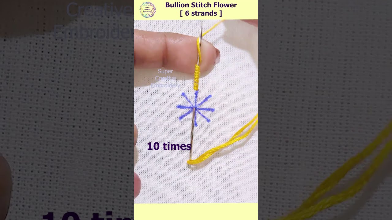 Bullion Stitch 🌺 How to embroider #handembroidery #diy #crafts #bullionknotstitch #flower #shorts