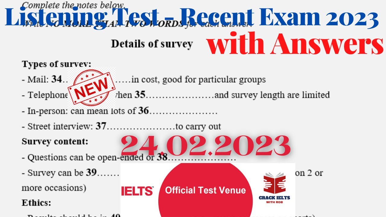 IELTS Listening Actual Test 2023 with Answers | 24.02.2023