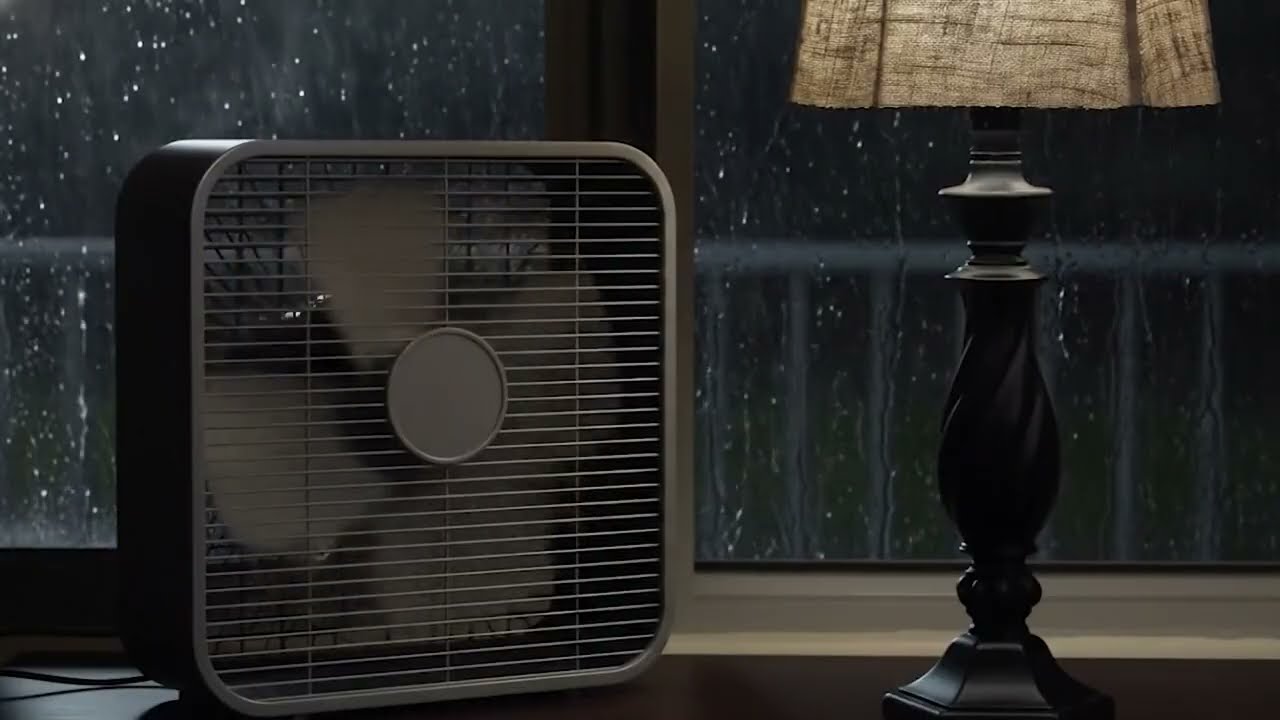 ►Fan sounds & rain outside the window helps you fall asleep,10 hours of white noise from a metal fan