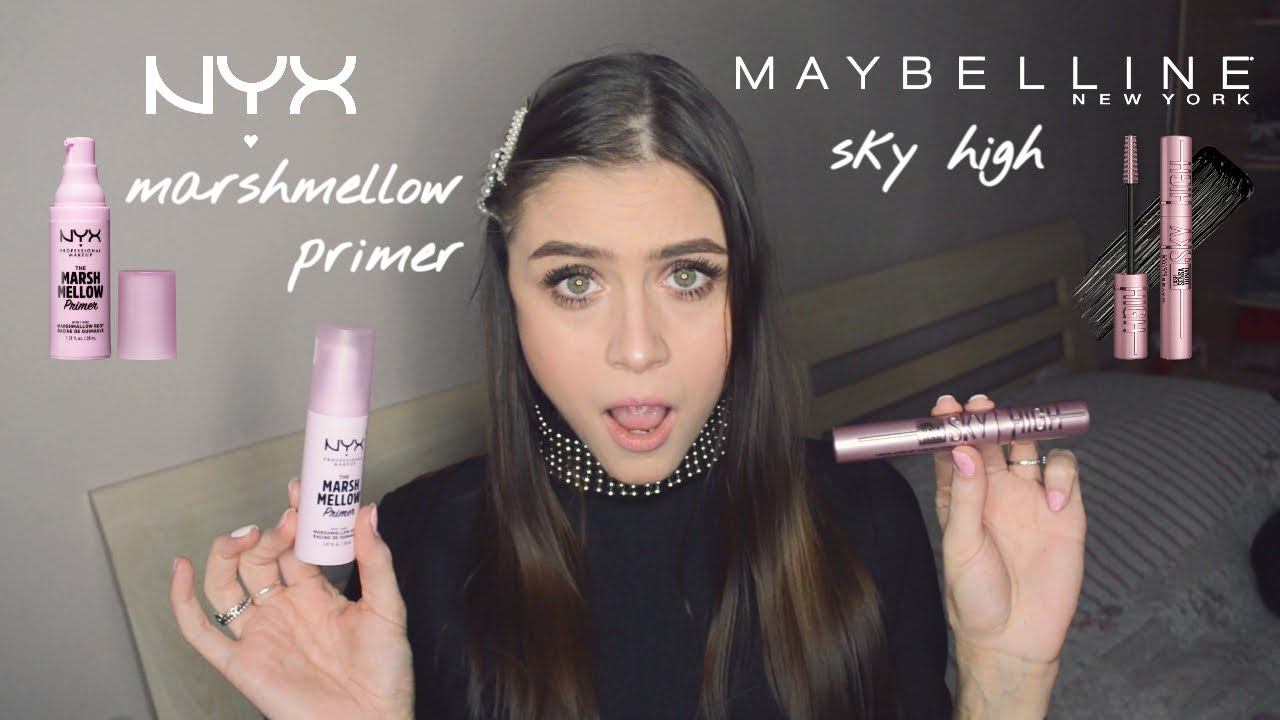 ZKOUŠÍM NOVINKY Z DROGERIE! | MAYBELLINE SKY HIGH MASCARA & NYX MARSHMELLOW PRIMER (viral makeup)
