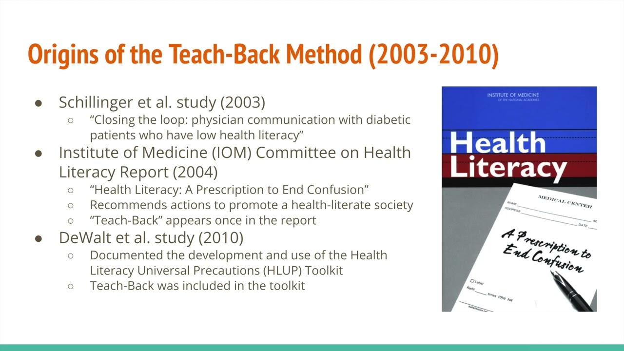 Webinar 2: The Teach-Back Method // Back to Basics // Health Literacy Month 2022