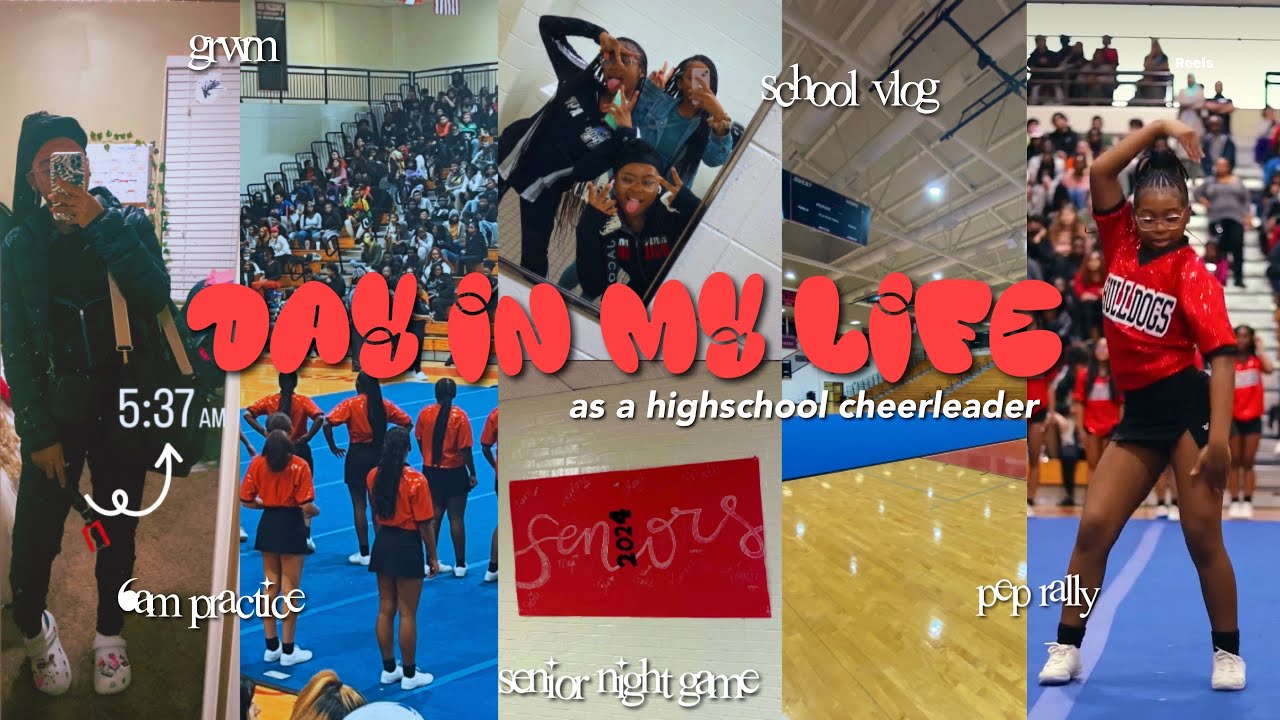 DAY IN MY LIFE as a CHEERLEADER in High School: grwm @6AM, pep rally , senior night | karissalanii