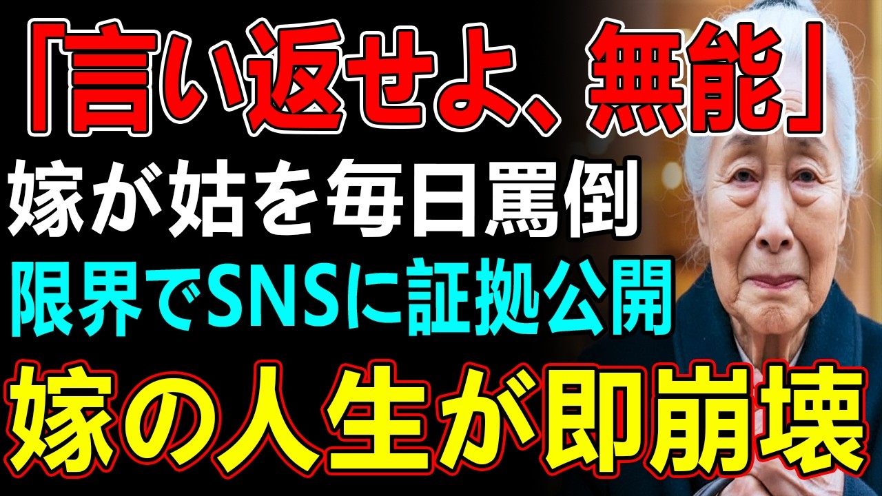 「悔しかったら言い返せよ、この役立たず」暴言嫁の姑いびり→限界でSNS晒し→地獄の結末へ