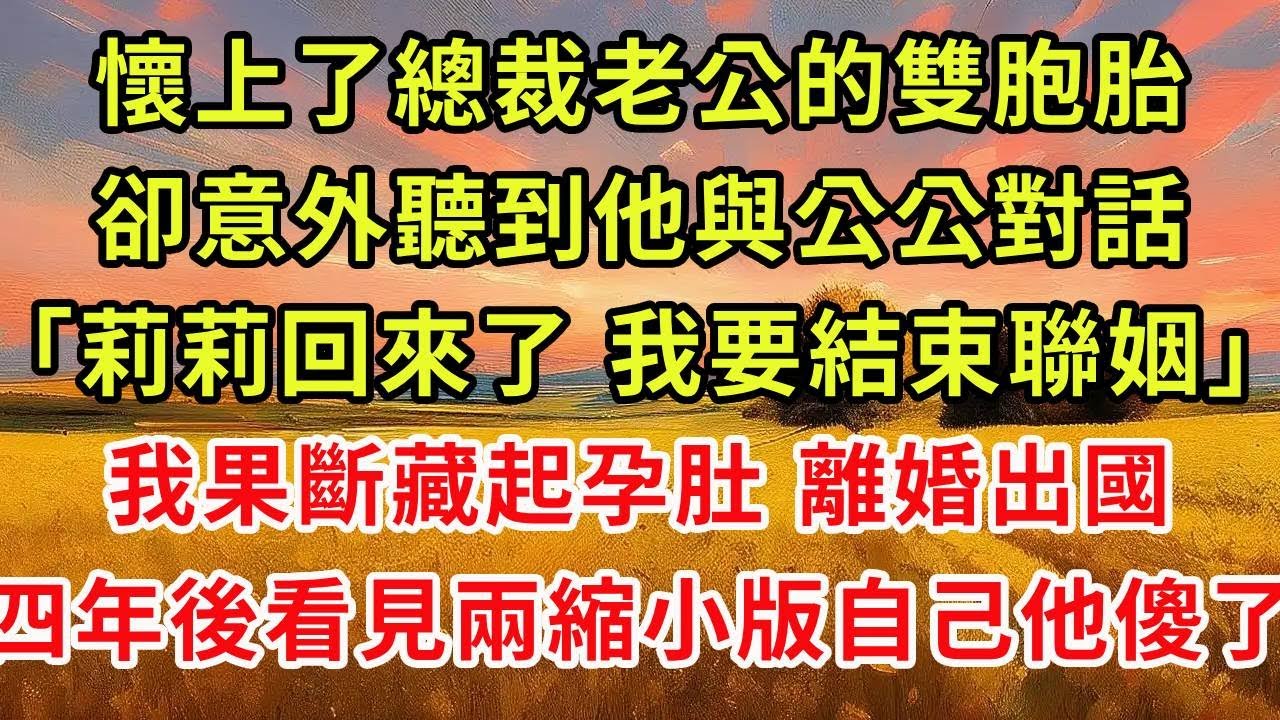 《太太，帶龍鳳胎回國了！》第01集 意外懷上總裁老公的雙胞胎，正想告訴他這個好消息，卻意外聽到他與公公對話，果斷藏起孕肚 離婚出國，四年後看見兩縮小版的自己他傻了#復仇 #情感 #故事分享