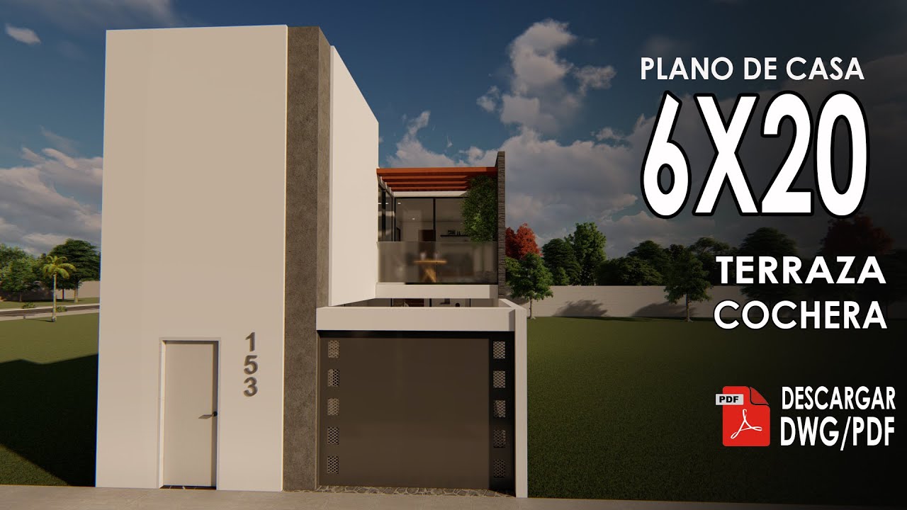 Plano de casa de 6x20 metros