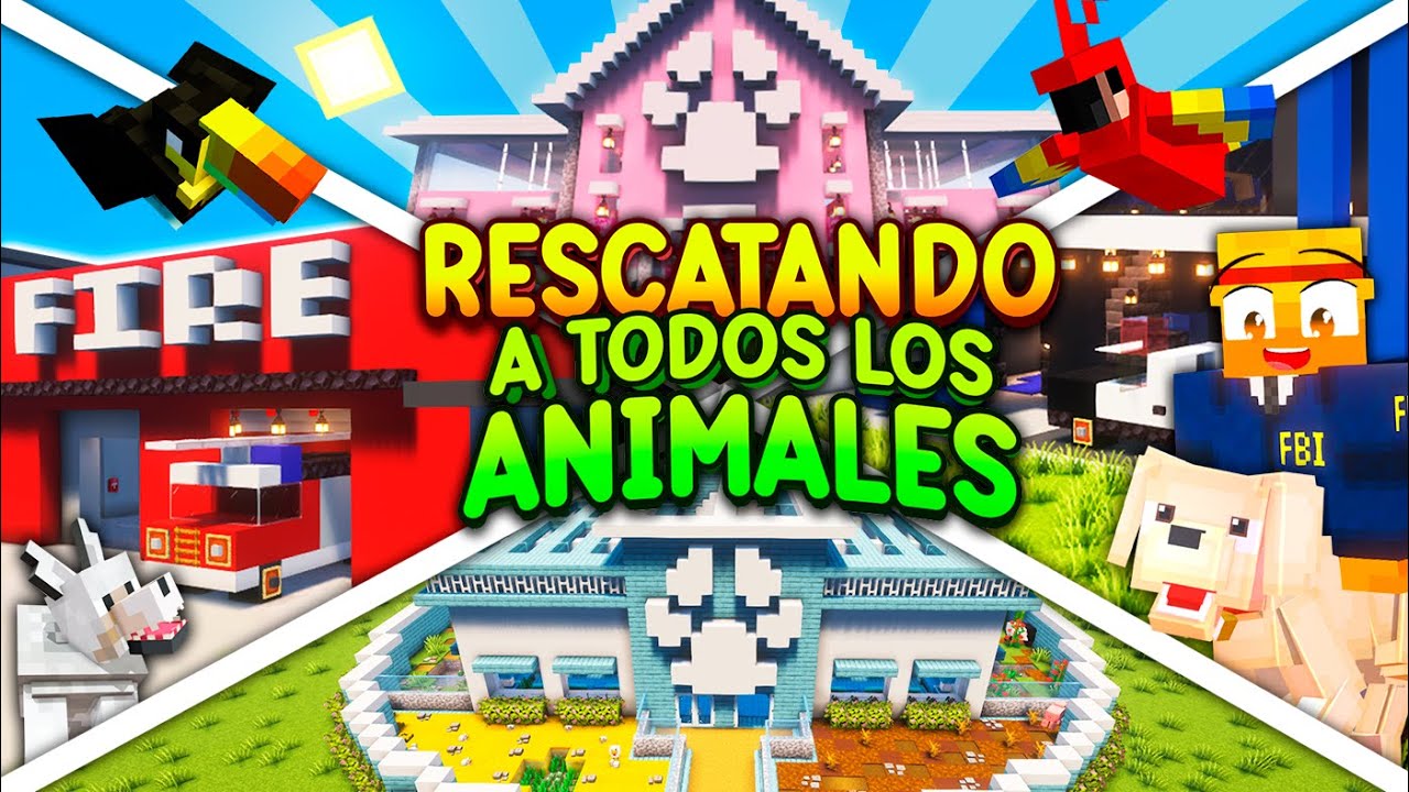 RESCAT&Eacute; m&aacute;s de 25 ANIMALES en MEGA CONSTRUCCIONES de MINECRAFT 😺🏥