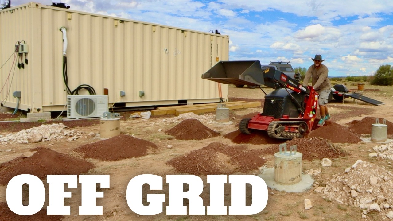 OFF GRID ARIZONA🔥🌵| Spreading Lava Rock for Solar Carport + Pouring Concrete Piers