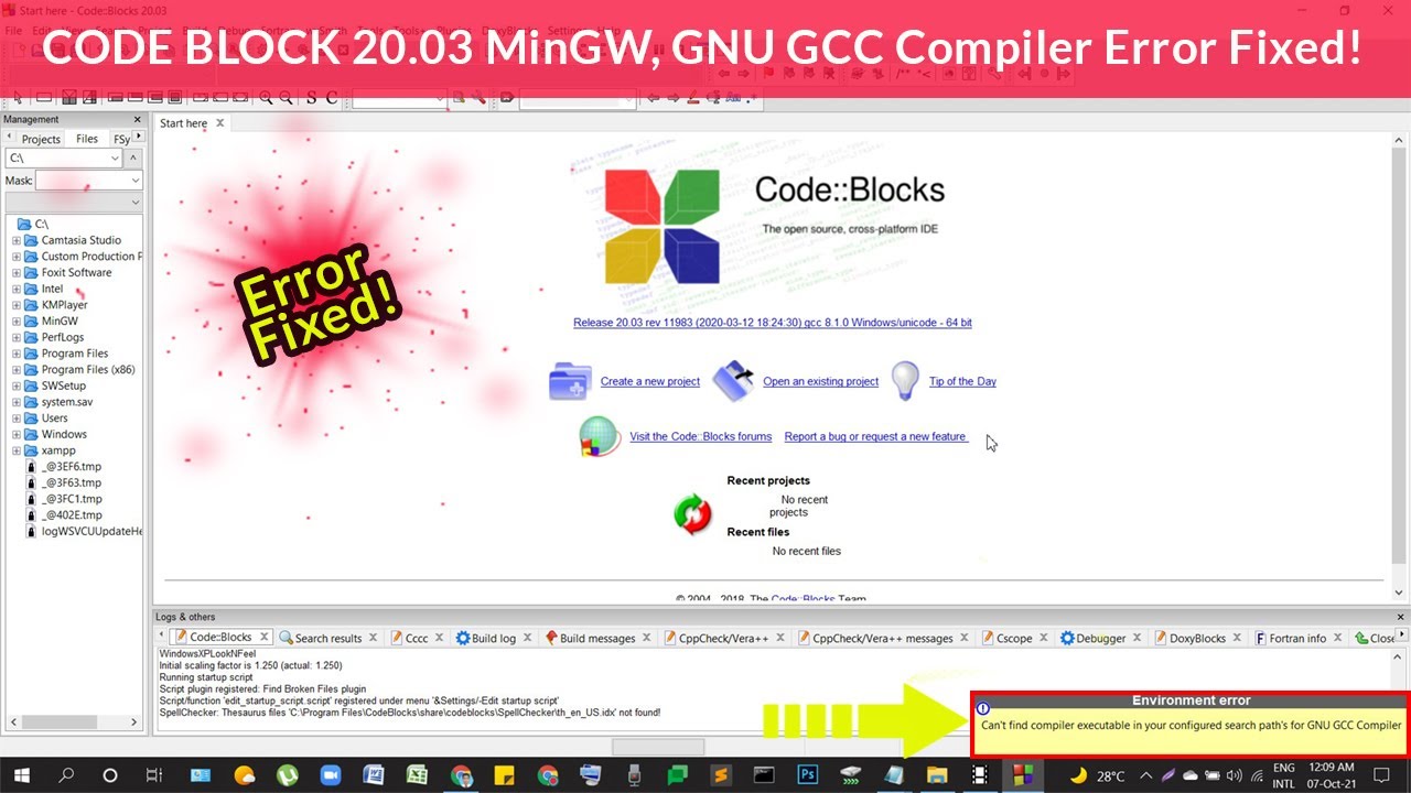 How to Fix Code Blocks Environment Error Can't find compiler executable in your search path?