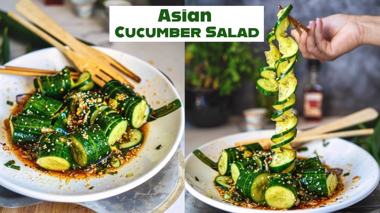 Asian Spiral Cucumber Salad Recipe | Asian Salad With Cucumbers | Spicy Cucumber Salad | Vegan