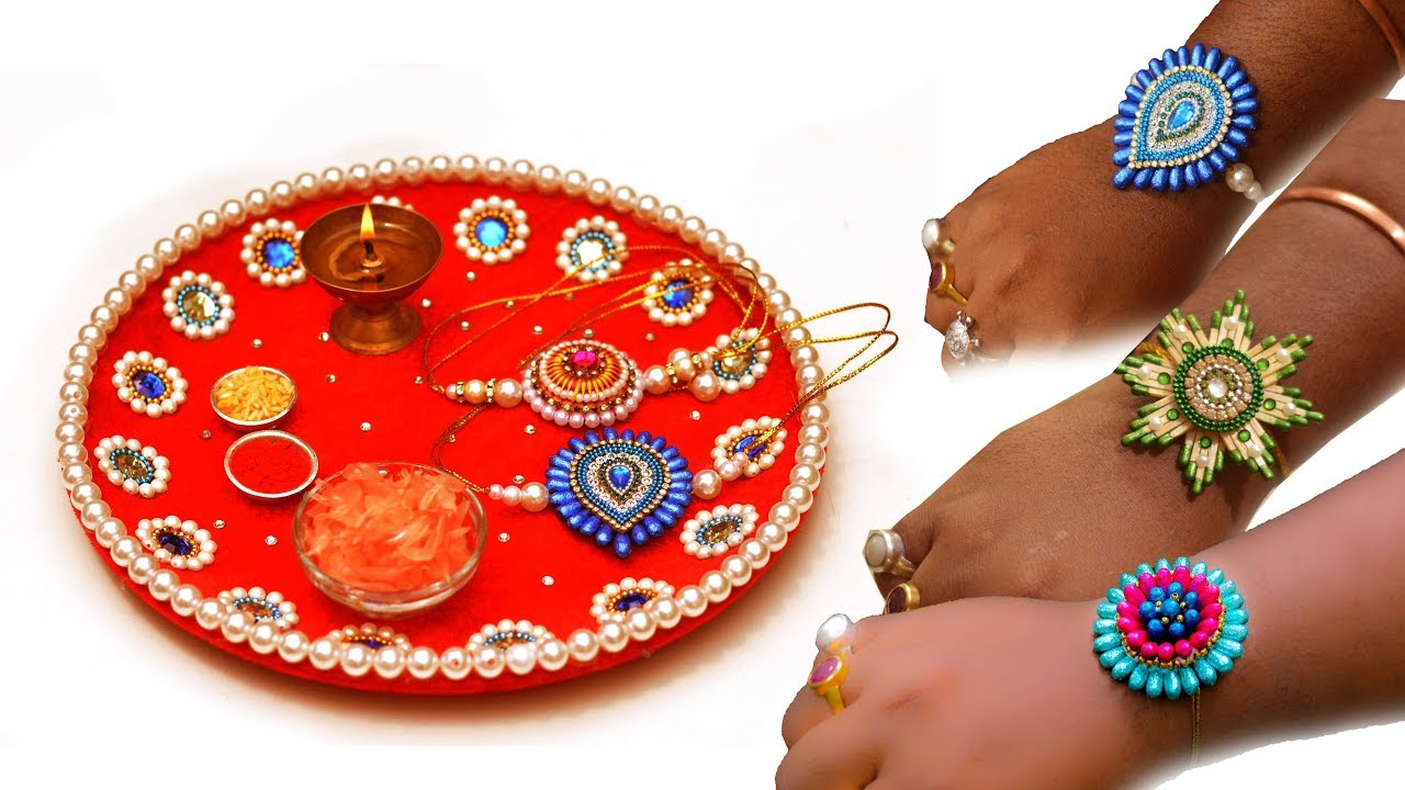 how to make VELVET RAKHI THALI at home | unique | rakshabandhan | pooja thali