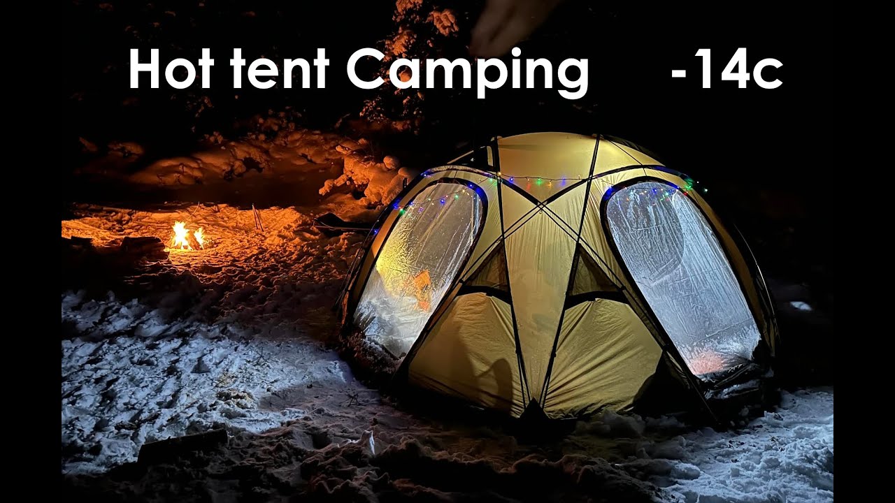 Family Winter Hot Tent Camping in the Boreal Forest | Cozy Wood Stove Camp