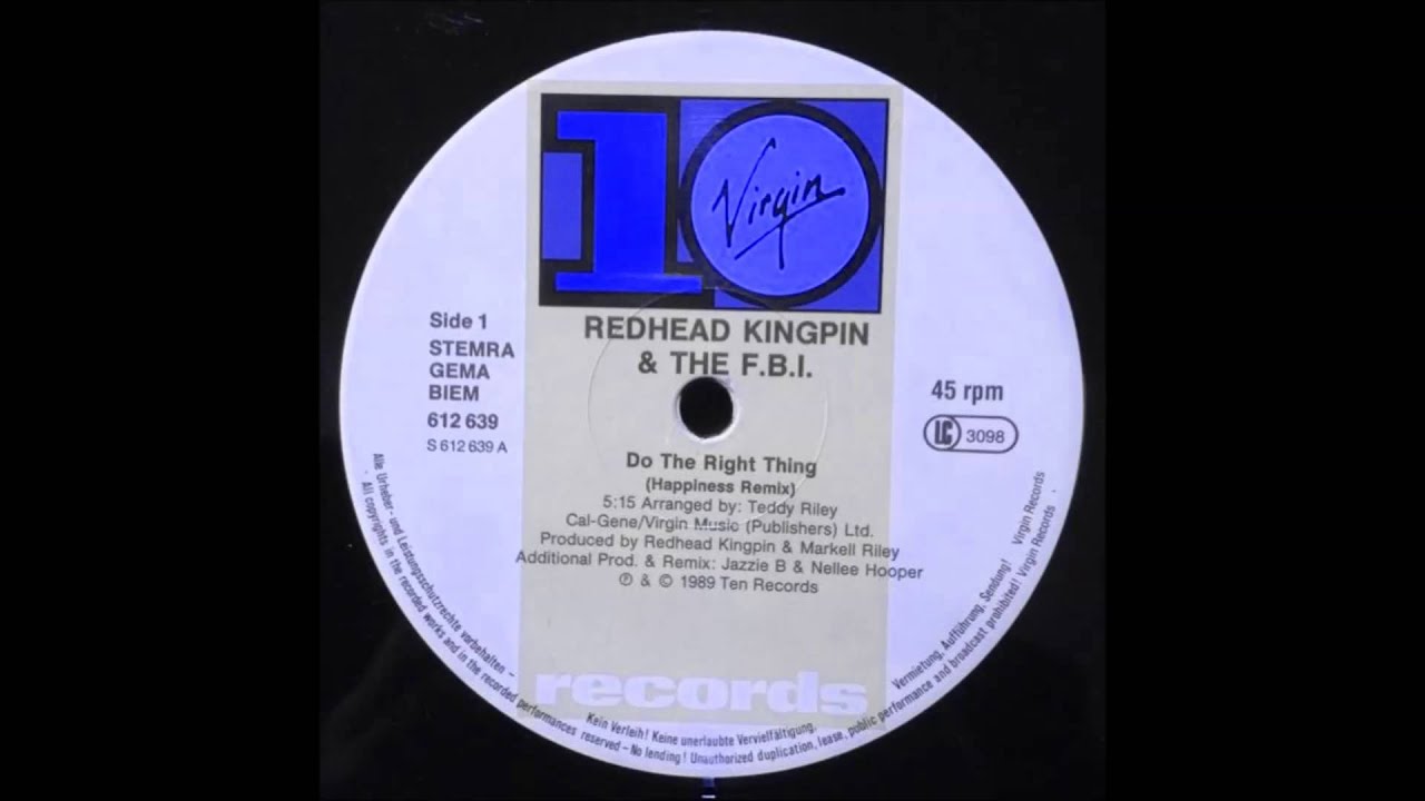 Redhead Kingpin & The F.B.I. - Do The Right Thing (Happiness Remix) 12