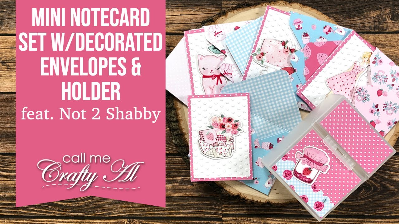 Mini Note Card Set w/Matching Envelopes & Holder | @Not2ShabbyShop Strawberry Happiness Box