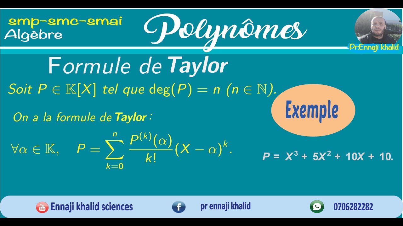 Formule de Taylor pour un polynôme cours et exemple