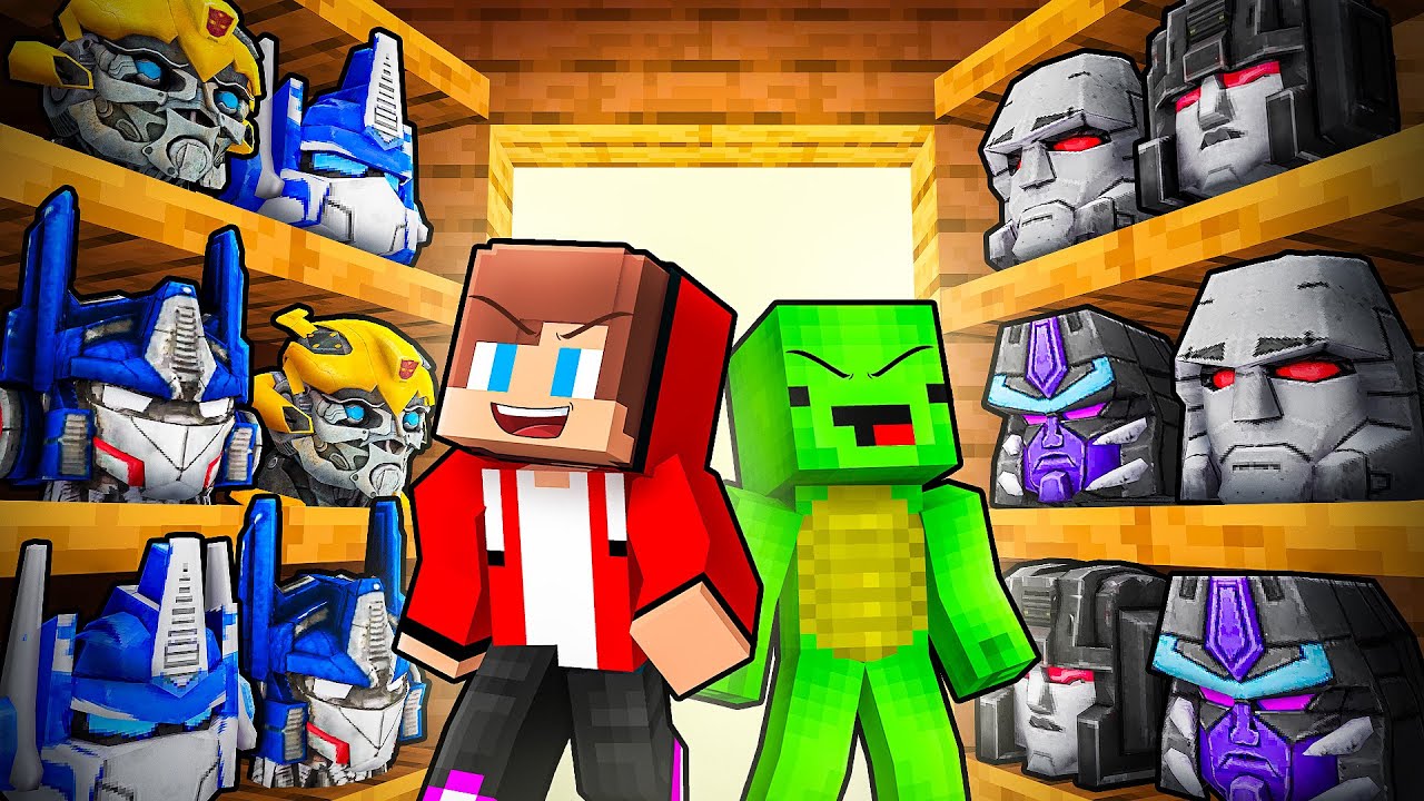 JJ and Mikey Can Shapeshift Into TRANSFORMERS To PRANK in Minecraft - Maizen