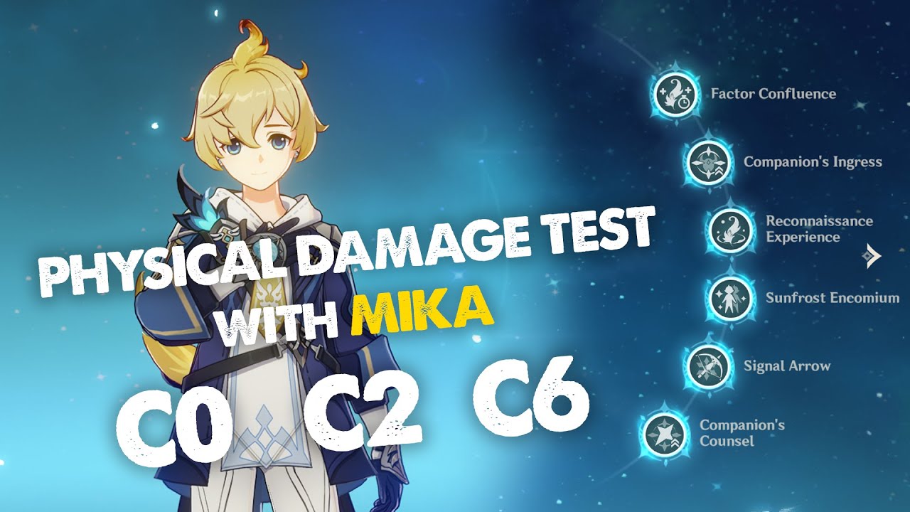 Physical DMG Test with C0 Eula, Raiden, Zhongli, & Mika (C0, C2, and C6) | Genshin Impact