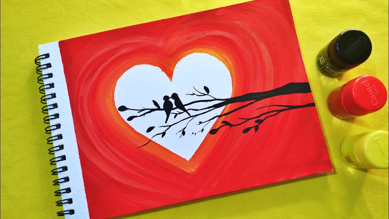 Valentine’s Day painting and drawing tutorial | valentines day painting | valentines day drawing