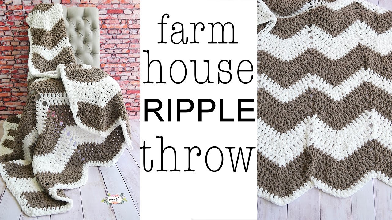 Crochet CHEVRON Farmhouse Ripple Throw Blanket Left Handed