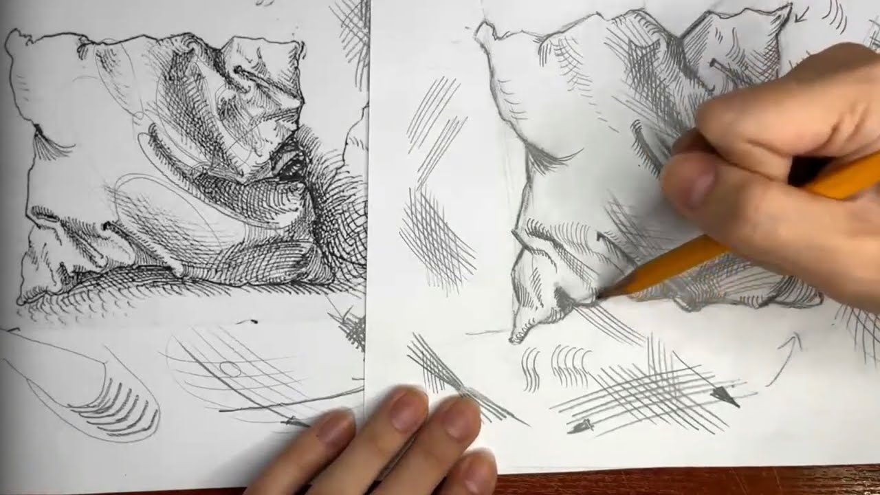 Как нарисовать ткань карандашом (драпировку) на примере подушек Дюрера. Урок рисования