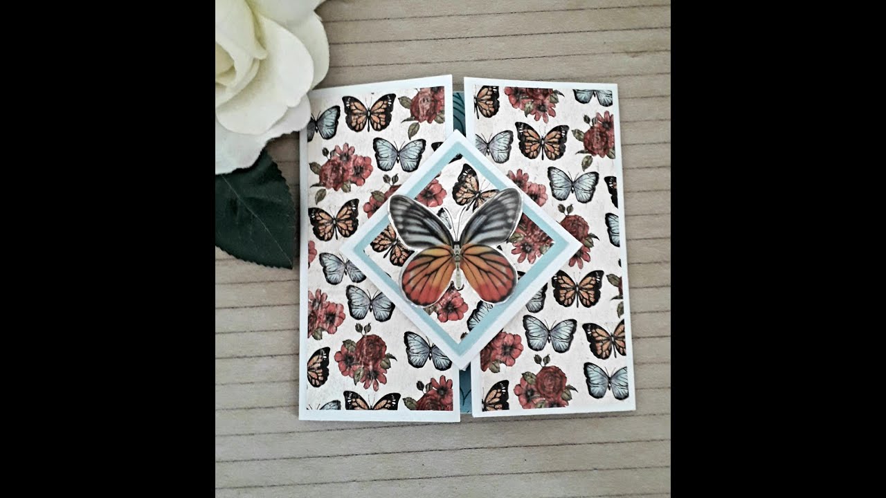 Stunning and easy Gate fold card with slider closure.