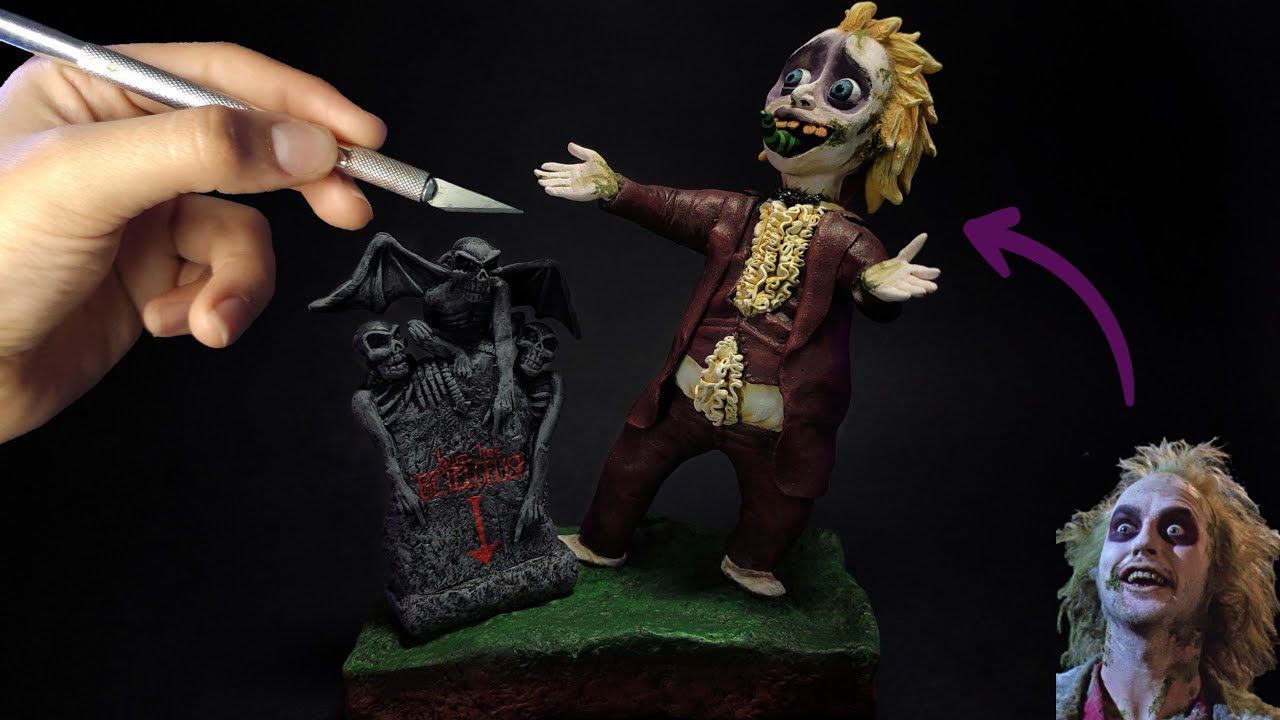 Esculpiendo a Beetlejuice en arcilla |  Lapida de Beetlejuice | Here lies Beetlejuice [Halloween]