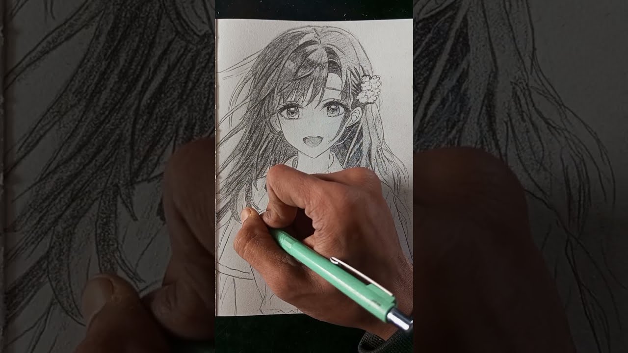 How to draw a smiling girl step by step | draw anime girl timelapse full video