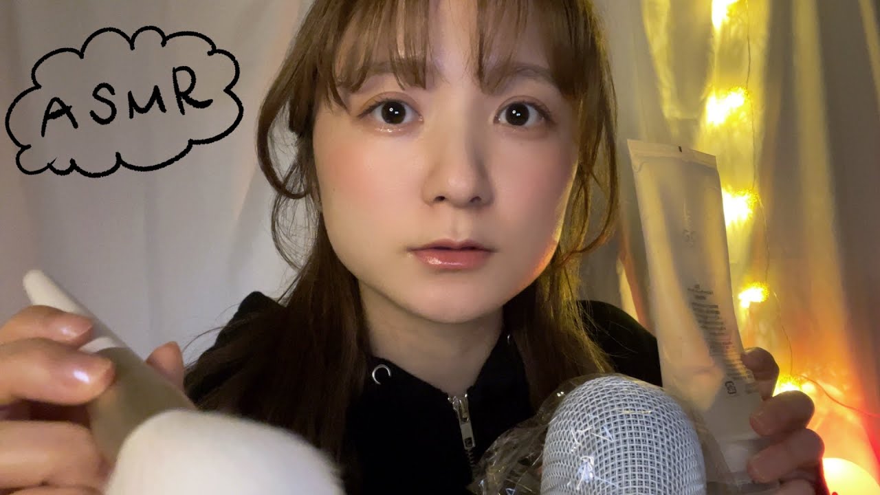 ASMR 囁き声とジェルの音で癒し｜Whisper&Tingles｜Gel Sounds and Fluffy Mic Triggers｜にほんご｜속삭임