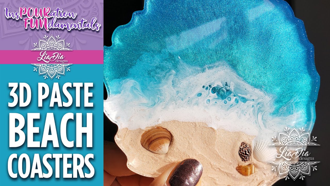 LiaDiaDesigns | 3D BEACHY OCEAN Coasters - InsPOURation FUNdamentals - Epoxy Resin