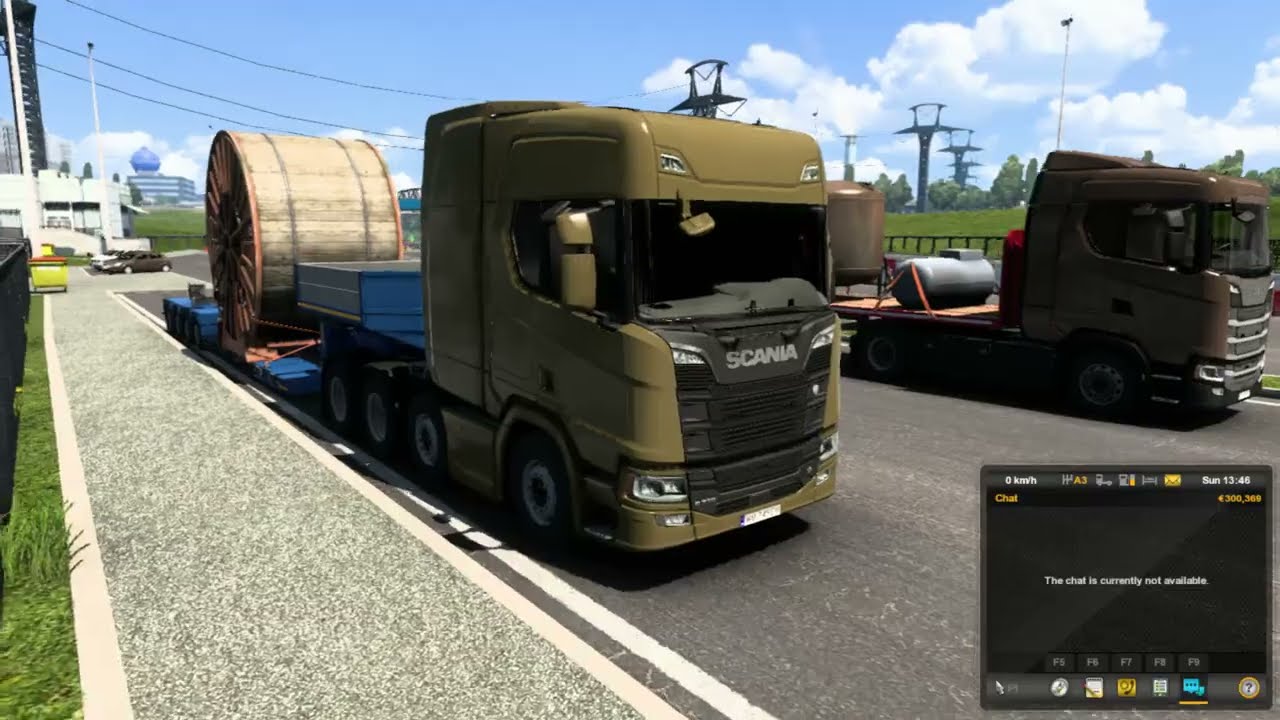EURO TRUCK SIMULATOR 2 DRIVING SCANIA TRUCK TRANSPORTING HUGE HEAVY MACHINE