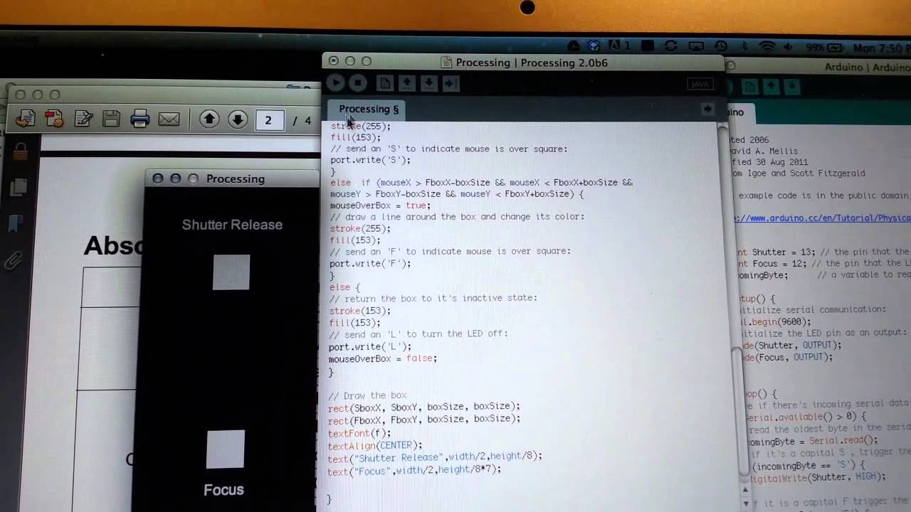 Processing and Arduino Canon shutter trigger