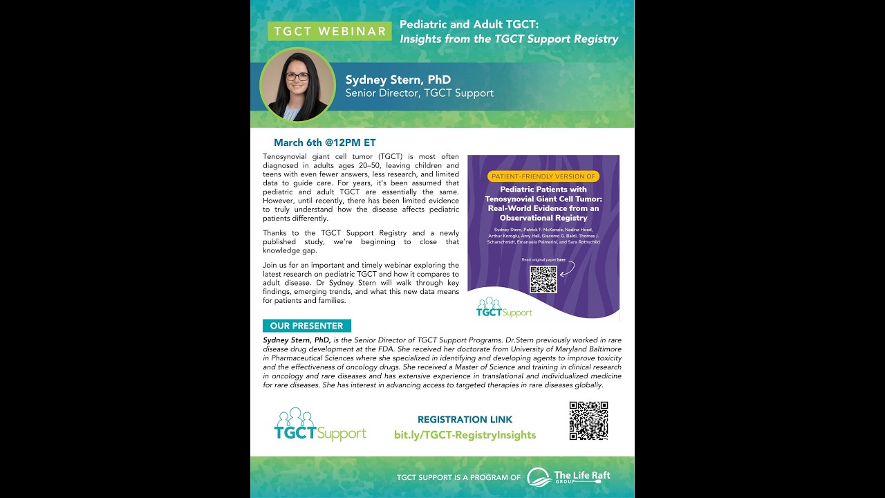 Pediatric and Adult TGCT:Insights from the TGCT Support Registry