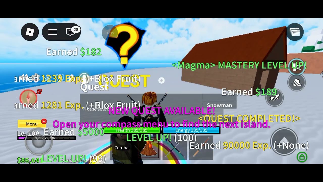 I reached 100 level in blox fruits