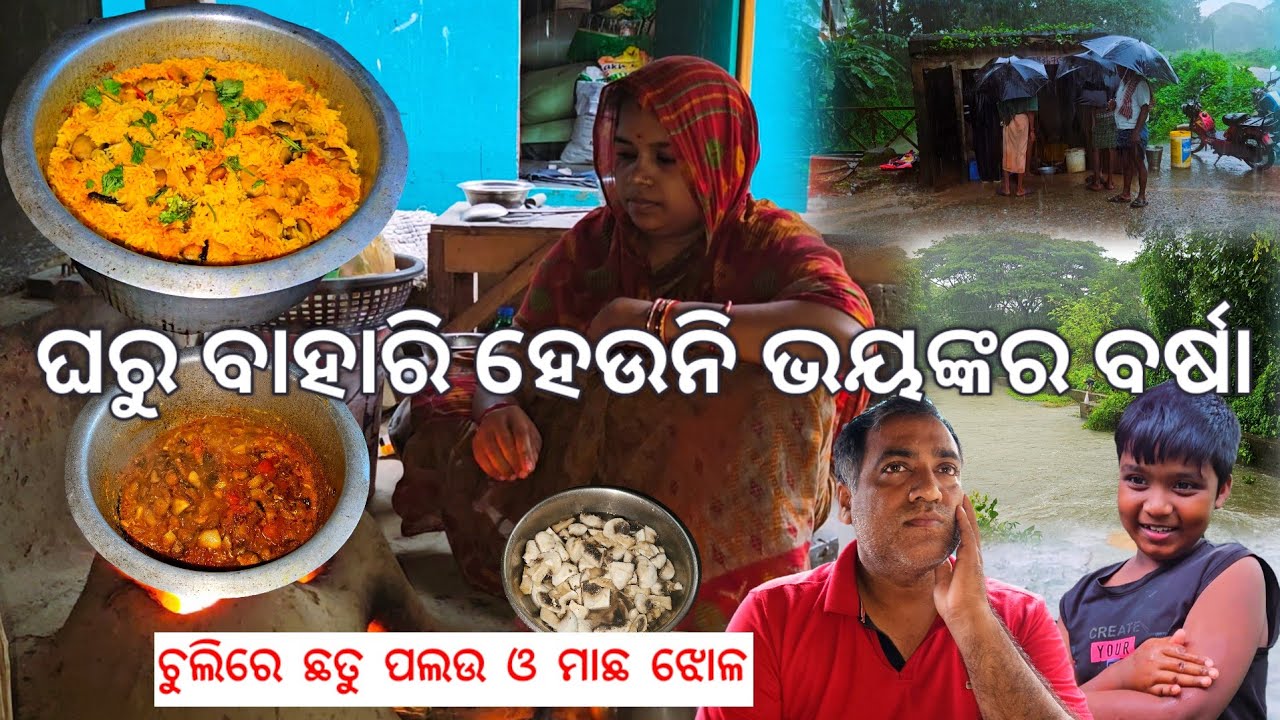 ଘରୁ ବାହାରି ହେଉନି ଭୟଙ୍କର ବର୍ଷା l ଗାଁ ଚୁଲିରେ ଛତୁ ପଲଉ ଓ ମାଛ ଝୋଳ 😋 l Gouranga Nayak Odia Vlogs 