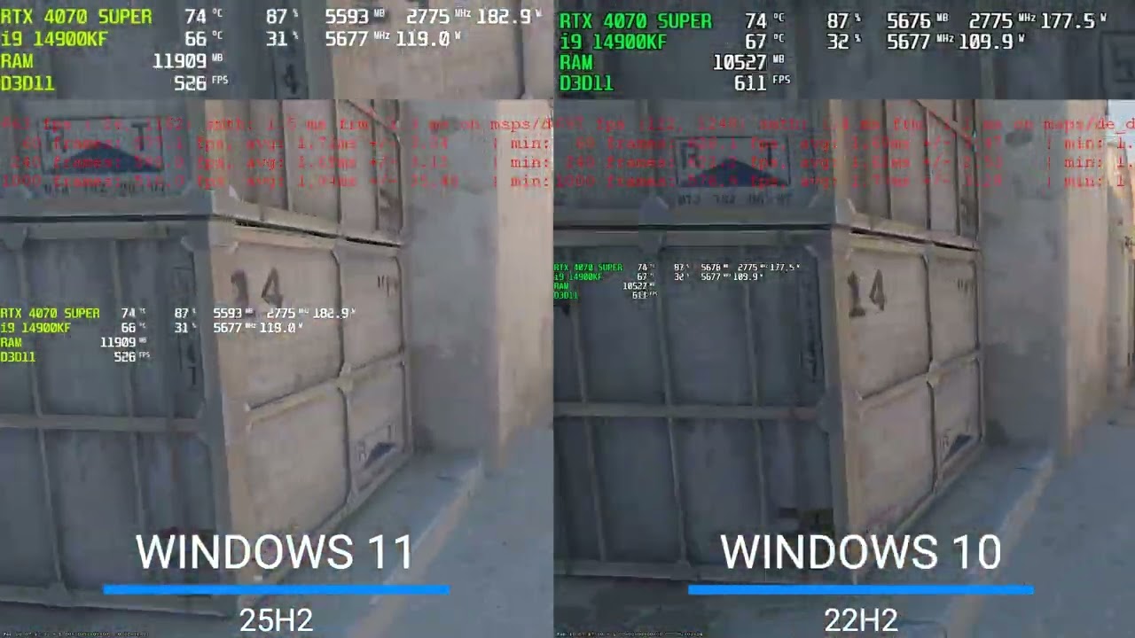 CS 2 Windows 10 vs Windows 11 - Settings: low - 2560x1440