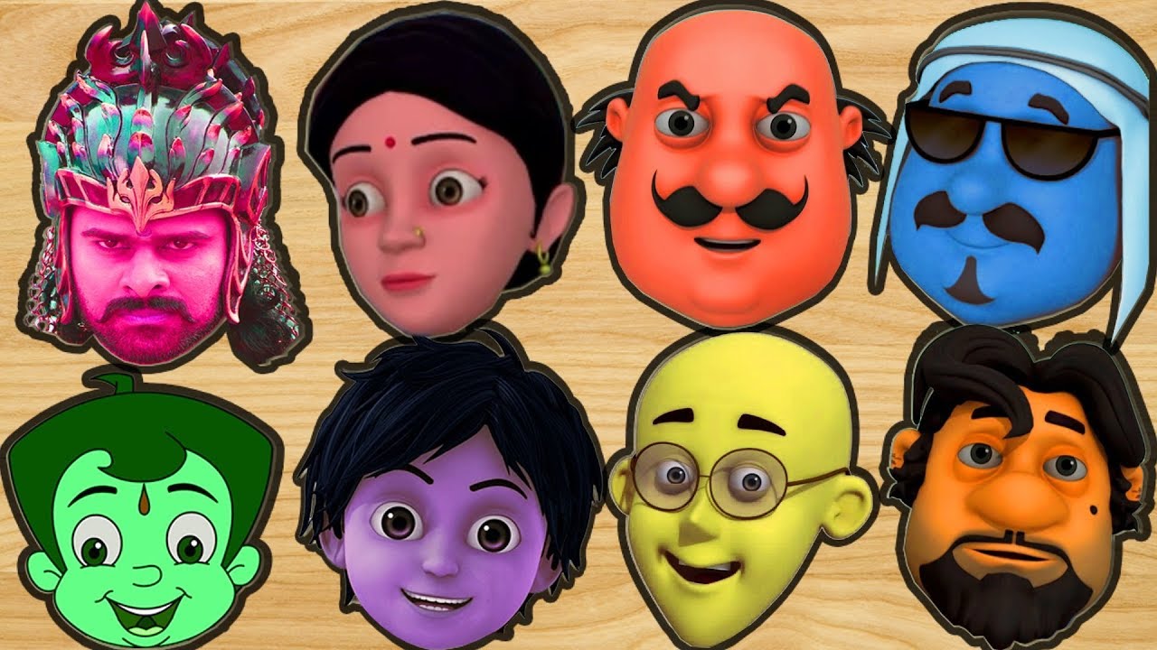 Learn Color With Motu Patlu Shiva Bheem Bahubali Sabziwali Shadow Matching Game Alphabet