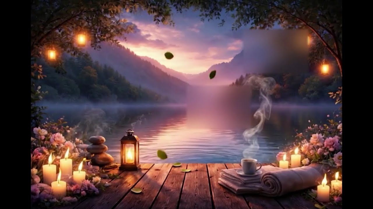 Atardecer Relajante en el Lago 🌅 Música Suave con Velas y Naturaleza | Relajación, Dormir y Meditar