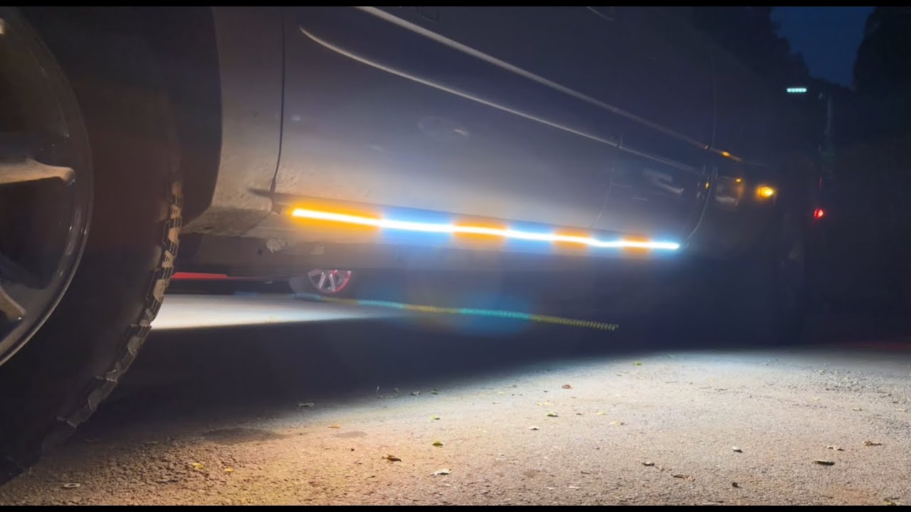 XRIDONSEN 2PCS 70 inch Truck Running Board Lights Amber White Strobe Lights Strip