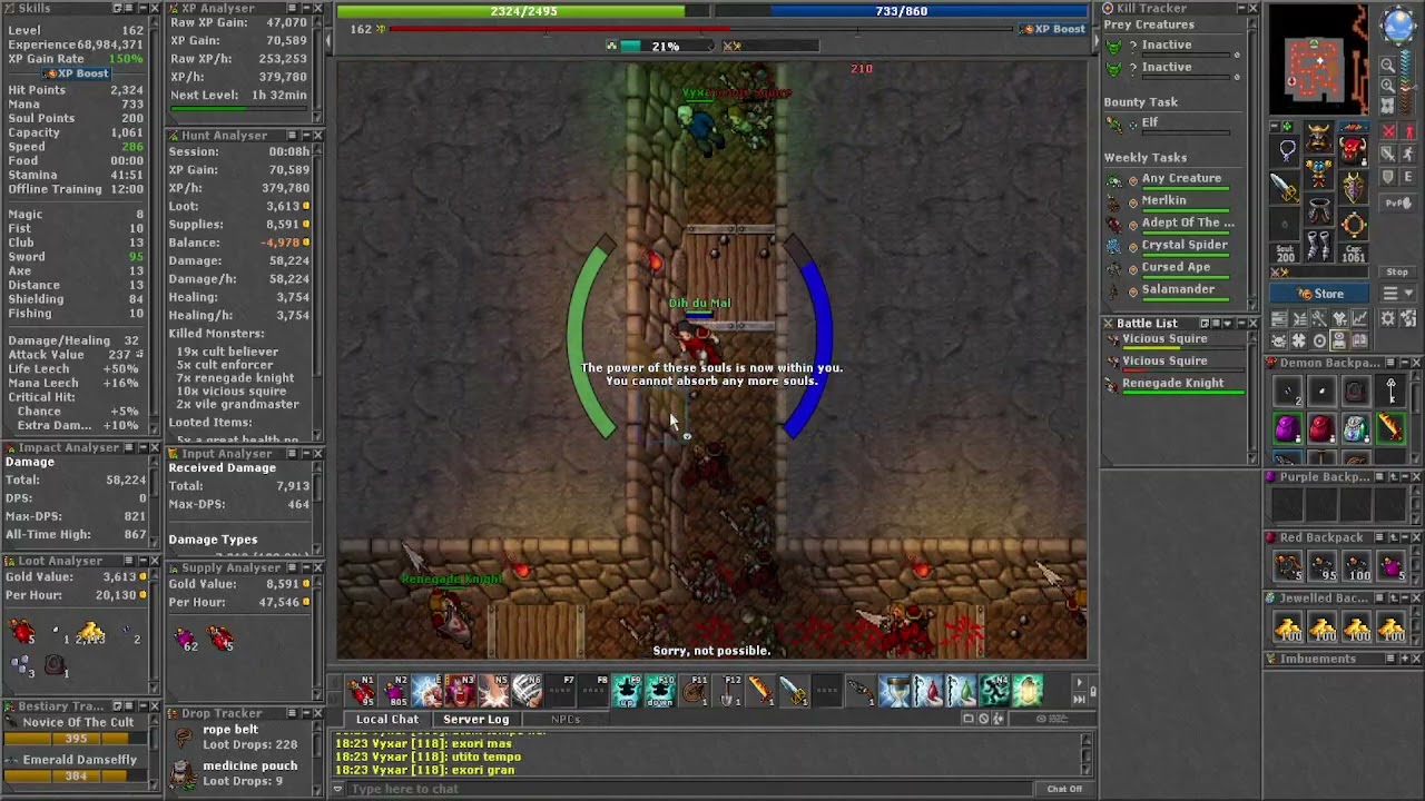 Tibia EK do 1 ao 1000 - 24/01/26 - Sendo atrapalhado no UP #Tibia #TibiaLeveling #TibiaHunt